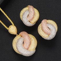 Noble Luxury Women Wedding Fine Super CZ Drop Pendant Earrings Necklace Jewelry  - £54.71 GBP