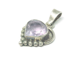 HEART Pendant with 2 carat Amethyst Gemstone in STERLING Silver - £48.11 GBP