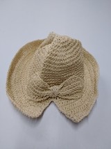 Beige Woven Western Bucket Hat Bow Accent- One Size - $12.15