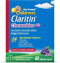 Claritin Children&#39;s 5 mg Grape Flavored 60 Count-Exp 08/2025+2026 - $258.91 MXN