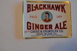 Blackhawk Ginger ale by Chase &amp; Ohlweiler co. Rock island ILL Indian Chi... - £7.83 GBP