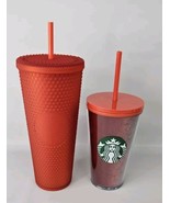 (2) Starbucks Venti 24 Oz Studded Tumbler Cup Holiday Matte Red &amp; 16 Oz ... - $39.55