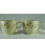 JAPANESE TEA CUPS 2 Stoneware Coffee Mugs with Hand Painted Floral Print... - $21.69 CAD