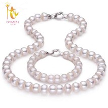 Pearl Jewelry Natural Fresh Water Pearl Jewelry Set Wedding White Pearl Necklace - £37.53 GBP