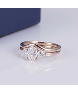 Oval Cut Moissanite Wedding Ring 925 Silver Solitaire Curve Engagement R... - $261.38 CAD