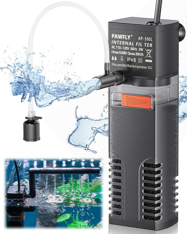 Pawfly Internal Aquarium Filter, Submersible Power Filter with 55 GPH Water Pump Item image 9