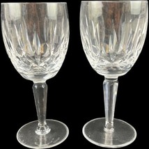 Waterford Ireland Kildare Water Goblets Glass Crystal 7&quot; Plain Base Pair... - $74.80