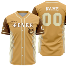 Custom Baseball Jersey Anime Unisex Shirt Pokemon Eevee Evolution Birthd... - $19.99+