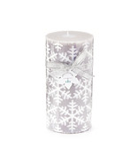 NEW Silver & White Snowflake Pillar Candle 6 in. single wick  50 hr. burn time - $7.95