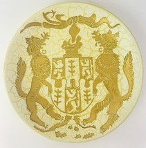 Mardi Gras Code Of Arms Wolves Plate Holding Branches Crest Gold Crackle Gift - £54.51 GBP