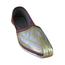 Men Shoes Indian Handmade Traditional Leather Brown Espadrilles Mojari US 7-9 - £44.09 GBP
