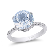 White &amp; Rose Pleated Ring, 1/3 CTTW Diamond and Aquamarine Elsa Engagement Ring - £39.96 GBP