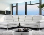 Cortesi Home Contemporary Miami Genuine Leather Sectional Sofa with Left... - $3,706.99