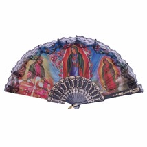 Onitiva Prayer Folding Hand Fan Portable Fan Religious With Image 3 Virgin Mary  - £10.43 GBP+