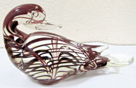 1970s Vintage Murano Style Purple and Clear Art Glass Duck Sculpture - £76.55 GBP