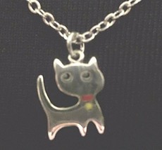 PURR-FECT KITTY pewter charm hangs from 18&quot; fine link chain - £3.99 GBP