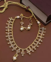 Joharibazar Choker and Earrings Gold Plated Chain Kundan Jewelry Set Party Wear - £22.44 GBP