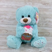 Walmart Exclusive 11” Green Smell Me Cream Cake plush Bear Cupcake In Hands- NWT - £13.41 GBP