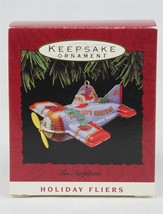 VINTAGE 1993 Hallmark Holiday Fliers Tin Airplane Christmas Ornament - £19.77 GBP
