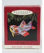 VINTAGE 1993 Hallmark Holiday Fliers Tin Airplane Christmas Ornament - £19.46 GBP