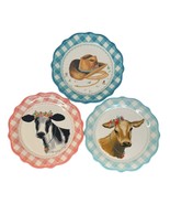 Pioneer Woman Set Lot 3 Cow Cowboy Hat Appetizer Dessert Plates Dish Gin... - $26.83 CAD