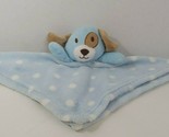 Plush puppy dog blue white polka dots security blanket tan ears eye patc... - $27.02