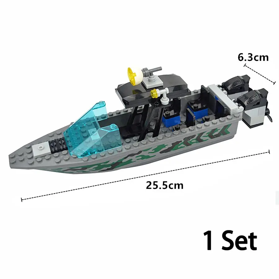 Military Camouflage Rubber Boat MOC Building Blocks Canoeing Lifeboat Ka... - £6.39 GBP+