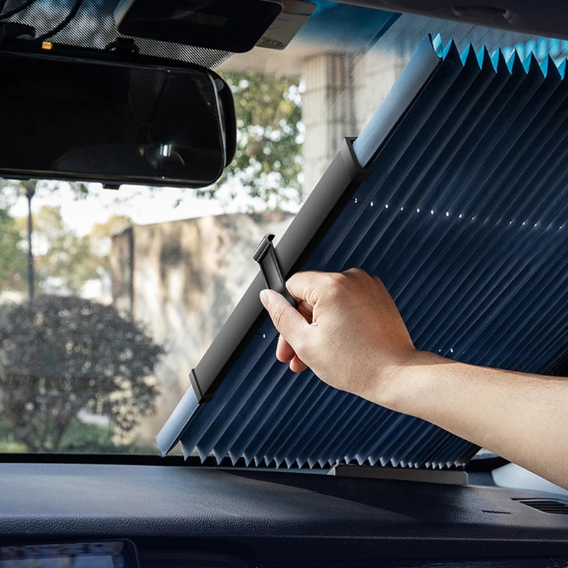 Car Front Windshield Curtain Retractable Front Back Window Sun Protector Auto - £10.78 GBP+
