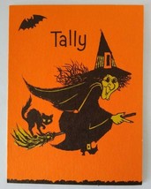 Vintage Halloween Tally Game Card Flying Witch Bat Black Cat NOS Origina... - $17.58