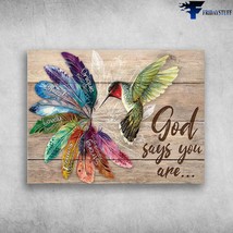 Hummingbird Poster God Says You Are Unique Special Lovely Precious Strong - £12.57 GBP