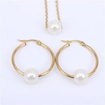 MGUB Gold color 7 kinds of size 30-100mm Hoop earring Imitation pearls Pendant   - £10.46 GBP