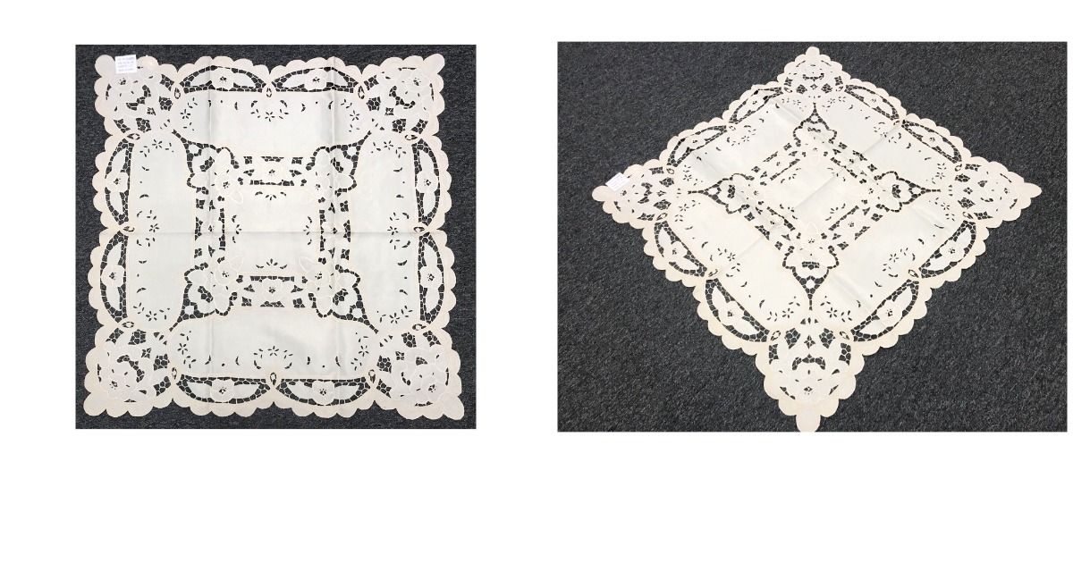 33&quot; Solid Beige Off White Ivory Cream Embroidery Embroidered Fabric Tabl... - $30.99