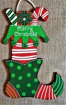 Merry Christmas Elf Stocking Shoe Sign Wall Door Plaque  - $29.98