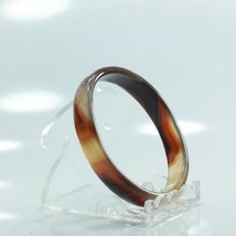 Bangle Banded Quartz Agate Brown Stone Comfort Cut 6.9 inch Bracelet 55.4 mm - £44.03 GBP