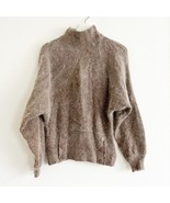 Vtg I.B. Diffusion Womens Sweater High Neck Silk Angora Blend Pebble Beige L - $36.99
