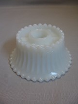 Milk Glass Candle Stick Holder Hurricane Breaded Base Rib Design Indiana Glass  - $10.00