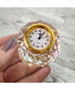 Vintage Avon Clock Round Gem Shaped Crystal Clear Miniature (NEEDS BATTERY) - $14.84