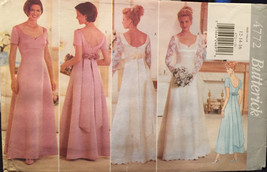 Butterick Wedding Gown 4772, Bridesmaid Dress,Princess Seams,Sweetheart Neckline - $10.00