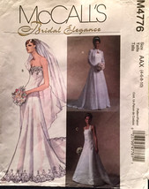 McCalls M4776 Bridal Elegance Strapless Bridal Gown Pattern with Shrug Size 4-10 - £7.84 GBP