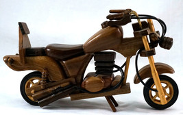 Handmade Wooden Wood Motorcycle Model Harley Movable wheels Detailed #2 - $39.99