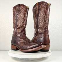 Lane Skips 10.5D Brown Ostrich Leather Mens Western Cowboy Boots Cutter Toe - $227.70
