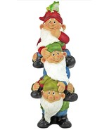 Three Gnomes Totem Pole Outdoor Garden Funny Lawn Gnome Statues (a) M30 - £132.96 GBP