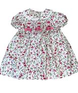 Dainty Floral Smocked Collared Dress Ribbons Satin Lace RN 16954 Vintage... - €28,68 EUR