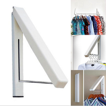 Folding Wall Hanger Mount Retractable Indoor Hangers Towel Rack - £12.03 GBP