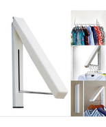 Folding Wall Hanger Mount Retractable Indoor Hangers Towel Rack - £11.77 GBP