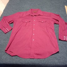 Vintage Sheplers Pearl Snap Shirt Maroon Men 17 1/2 Western - £18.12 GBP