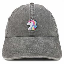 Trendy Apparel Shop Unicorn Patch Pigment Dyed Washed Baseball Cap - Black - £15.97 GBP