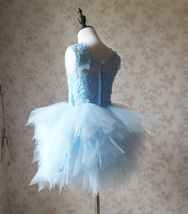 A-Line/Princess Knee-length Flower Girl Dres Blue Tulle/Lace Flowers Puffy 4-16 image 4