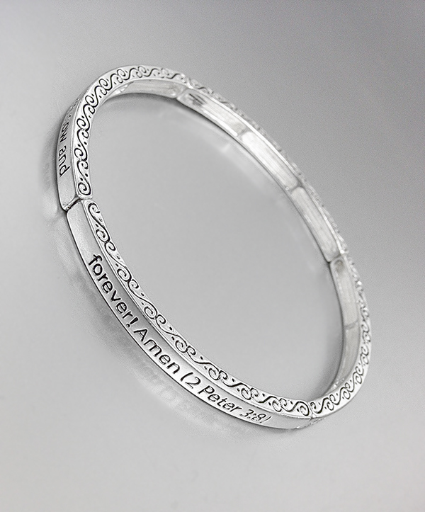 Primary image for Inspirational Scripture 2 PETER 3:8 JESUS CHRIST Thin Silver Stretch Bracelet 