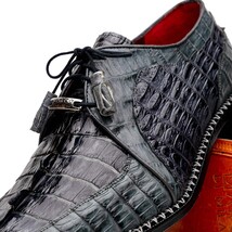 Caribe Genuine Hornbak Caiman Crocodile Dress Shoes Dark Gray image 4